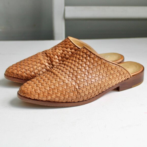 Nisolo Ama Women's Tan Leather Woven Mules Flats Size 7 - Picture 2 of 7
